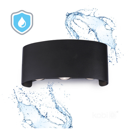 Venkovní nástěnná lampa LED 6W 480lm 3000K Warm Top Down IP54 Black Kobi