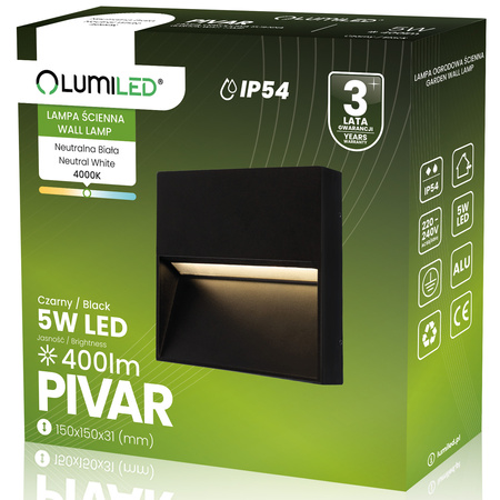Zahradní nástěnná lampa 4W, IP54 PIVAR LUMILED