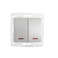 Vypínač dvojitý osvětlený 10A Square Silver LOGI Kanlux