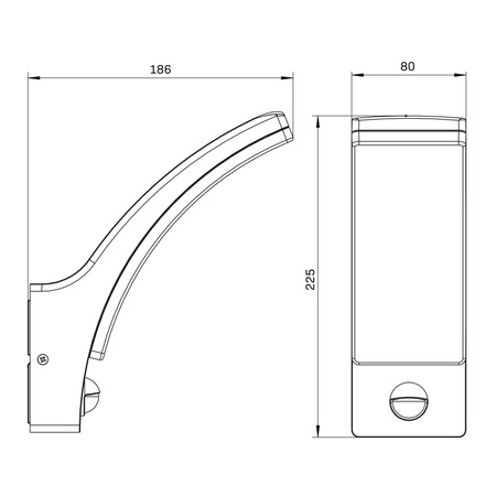 Nástěnná venkovní fasádní LED lampa 12W 1600lm 4000K Neutrální 180° Černá IP44 Amy Sanico Goldlux