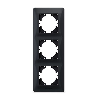 Horizontální rámeček pro zásuvky trojitý povrchová montáž černý BINERA VIDEX