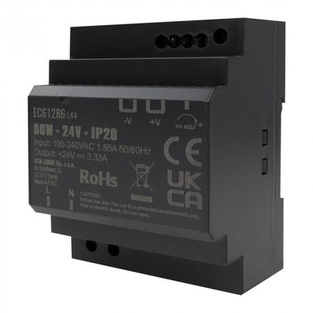 Napájecí zdroj na lištu DIN pro LED pásky 80W 24V 3,33A IP20 PREMIUM Ecolight