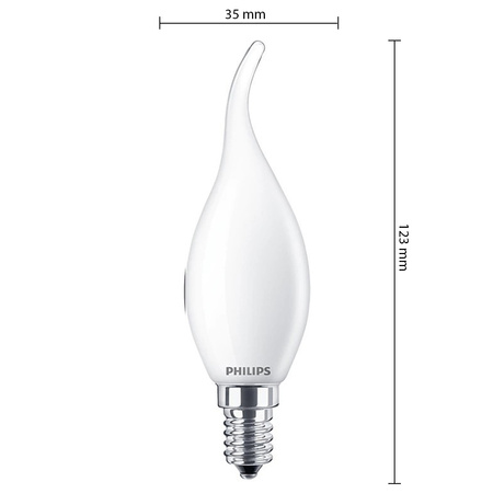Žárovka LED Flame E14 BA35 2.2W = 25W 250lm 2700K Teplá bílá vlákno Mléčné PHILIPS
