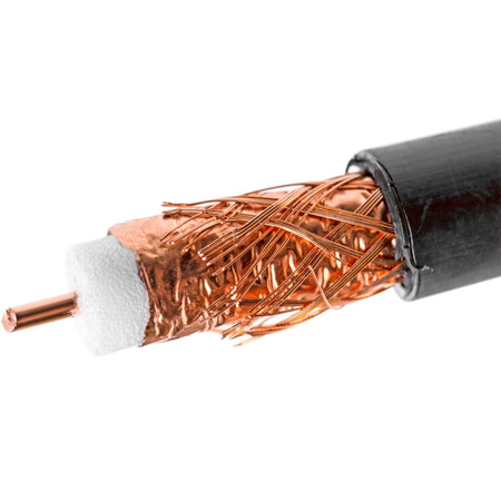 Anténní koaxiální kabel měděný gelový CU pozemní 4K Full HD černý 100M VAYOX