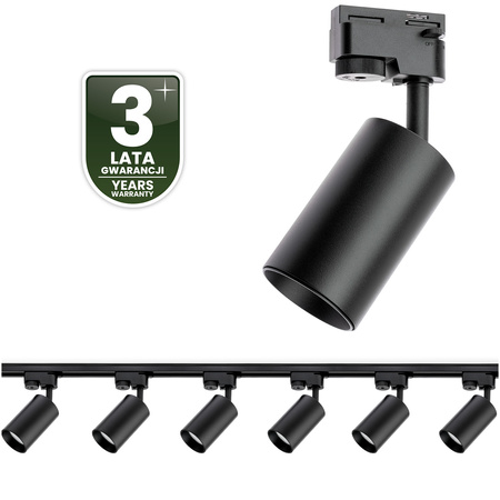 Osvětlovací lišta 2m + 6x reflektor lištový, GU10 Černá SAGI LUMILED