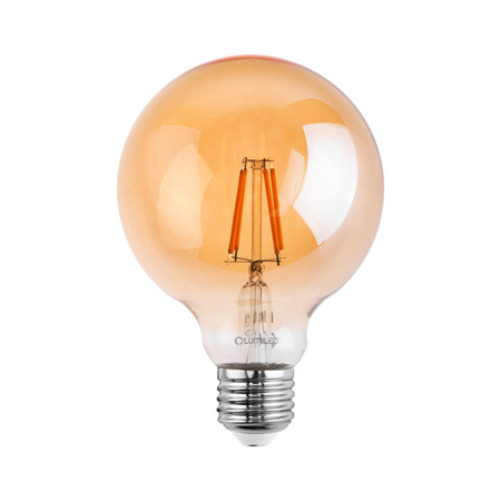 Žárovka Dekorativní Kulka LED E27, G125 7W = 60W 806lm 2000K Teplá bílá 360° Filament Globe Amber LUMILED