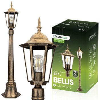 Zahradní lampa Venkovní E27 Nízká LAMPA SLOUPEK 1m Patina BELLIS LUMILED