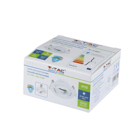 Stropní svítidlo zapuštěné GU10 kulaté bílé VT-700 V-TAC