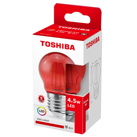 LED žárovka E27 G45 4,5W = 40W Red Filament TOSHIBA