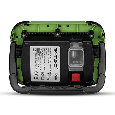 Reflektor LED 20W 1400lm 6400K IP44 zelená+černá USB Dobíjecí s funkcí SOS Samsung Chip VT-20-R V-TAC