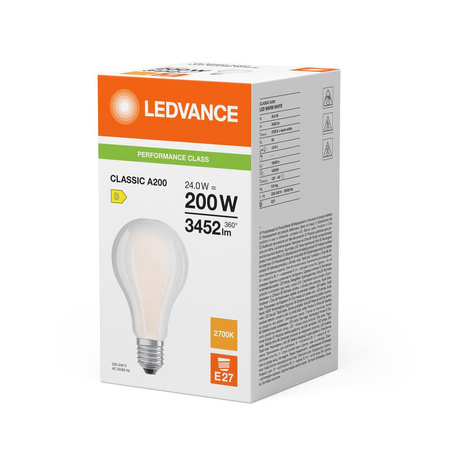LED žárovka A95 E27 24W = 200W 3452lm 2700K teplá bílá FILAMENT LEDVANCE
