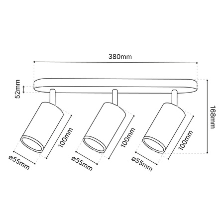 LED bodové stropní svítidlo 3x GU10 IP44 ADERO Black Lumiled