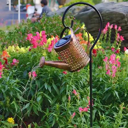 LED Solární Zahradní Lampa Venkovní Zapichovací Konvička Měděná IP44