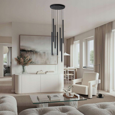 PIERO 7xG9 Stropní závěsné svítidlo nastavitelné černé kulaté MASTERLED