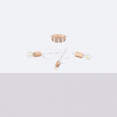 Stropní svítidlo Lustr Spider Pendant 3x E27 Přírodní dřevo White Ember Peach Puff SL.1474 Sollux