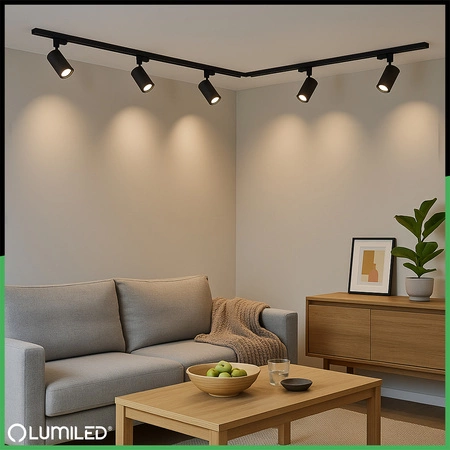 Lištový reflektor GU10, lampa pro jednofázové lišty Černo - Zlatý SAGI LUMILED