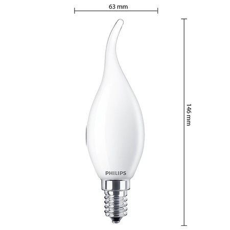 Žárovka LED Flame E14 BA35 2.2W = 25W 250lm 2700K Teplá bílá vlákno Mléčné PHILIPS