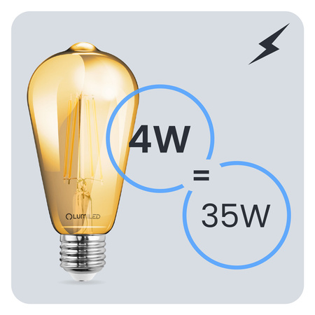 6x LED žárovka E27 Edison ST64 4W = 35W 440lm 2000K Warm 360° FILAMENT LUMILED