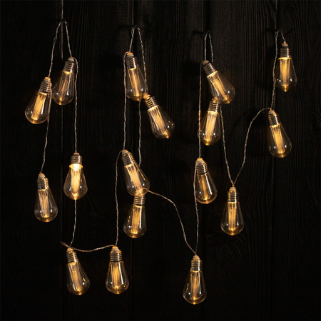 LED Solární řetěz, 20x LED Ozdobné Žárovky 5.69m Teplá bílá 3000K HELIC LUMILED