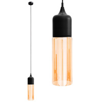 Skleněné stropní závěsné svítidlo Amber Black pro LED E27 Long TUBA Modern
