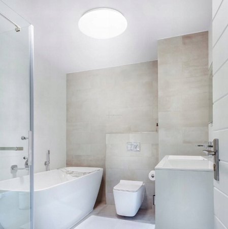 Stropní svítidlo Plafond 2x E27 pro povrchovou montáž se senzorem pohybu kulaté bílé LOBO Masterled