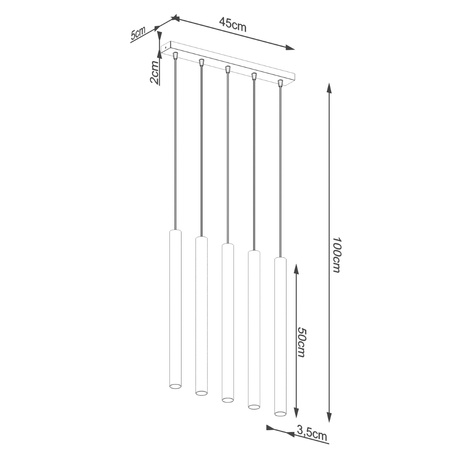 PASTELO 5L 5xG9 Betonové závěsné svítidlo Moderní SOLLUX