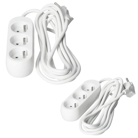 Síťový prodlužovací kabel Zástrčka 3 x uzemněná zásuvka Napájecí pásek 3m Bílá Linea Kobi