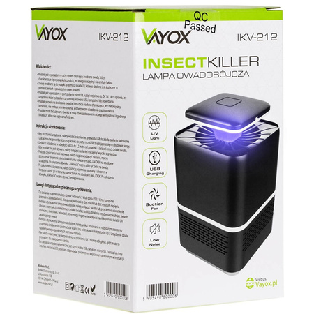 Lapač komárů a much Insekticidní lampa UV světlo USB VAYOX