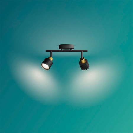 Reflektorové stropní svítidlo 2x GU10 černá-měď Niall Philips