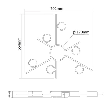 Lustr Stropní svítidlo 6x GX53 9W 830lm 2700K Teplá černá Povrchová montáž Videx