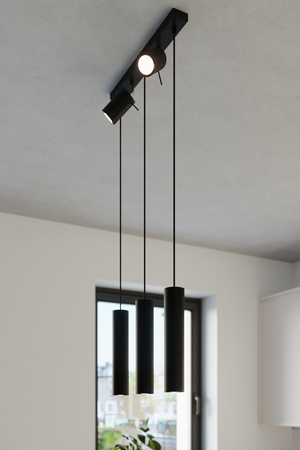 LED RING závěsné stropní světlo 5xGU10 závěsné pohyblivé reflektory černé SOLLUX