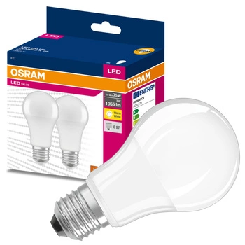 2x LED žárovka E27 A60 10W = 75W 1055lm 3000K Teplá bílá 200° OSRAM HODNOTA