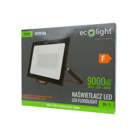 LED reflektor 100W 9000lm 3000K teplý IP65 NL-1 Ecolight