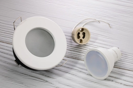 Halogenové Hermetické Koupelnové svítidlo IP44, Bílá AQUS + LED GU10 5W Neutrální bílá LUMILED