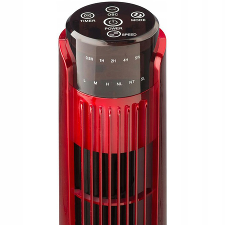 Sloupový ventilátor Trubkový Cirkulátor vzduchu Stojací ventilátor Červený 92cm 45W + dálkové ovládání