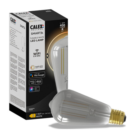 LED žárovka E27 ST64 Edison Smoke SMART WiFi 7W 400lm TUYA Filament CALEX