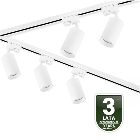 Osvětlovací lišta 3m + 5x reflektor lištový, GU10 Bílá SAGI + Spojka L LUMILED