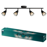 Stropní bodové svítidlo pro povrchovou montáž 4x GU10 Black Cleft Philips