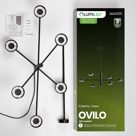 LED závěsné stropní svítidlo 6x GX53 Wall Black OVILO LUMILED