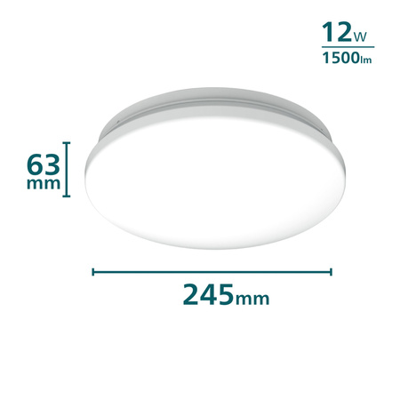 Stropní svítidlo LED Plafond 12W 1500lm 4000K se soumrakovým senzorem Bílá Acuna Philips