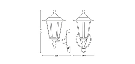 Zahradní lampa LED nástěnná lampa PEKING myGarden E27 IP44 nahoru Lucerna s čidlem soumraku Černá PHILIPS