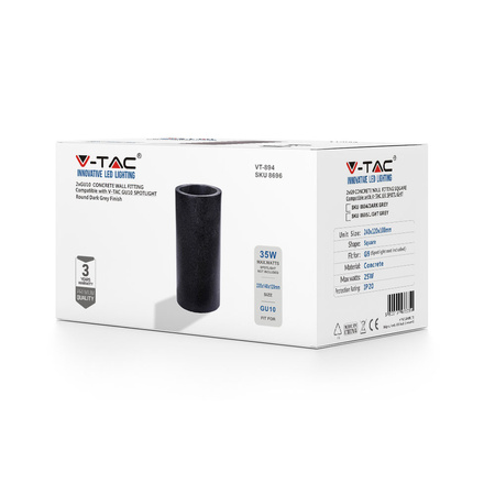 LED nástěnné svítidlo GU10 do betonu Tmavě šedá Tuba IP20 VT-894 V-TAC