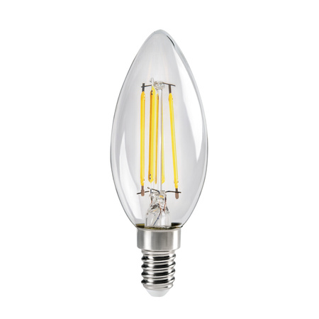 LED žárovka E14 Edison C35 4,5W = 40W 470lm 4000K neutrální bílá Clear XLED Filament Kanlux