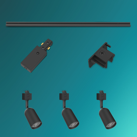 Sada závěsných světel pro autobusy 1m + 3x LED GU10 jednofázová černá EasyLink Shea Philips