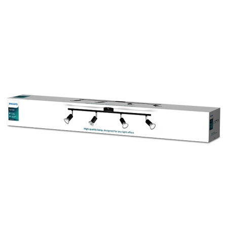 Stropní svítidlo LIMBALI 4x GU10 Nástěnné svítidlo Reflektor pohyblivý černý PHILIPS