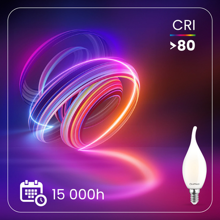 6x Žárovka LED Plamínek BA35, E14 7W = 60W 806lm 3000K Teplá bílá 360° Filament Mléčná LUMILED