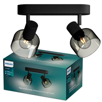 Reflektorové stropní svítidlo 2x E14 Black Sleet Philips