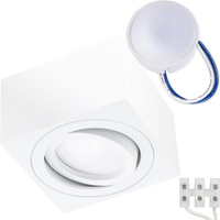 Povrchové Halogenové svítidlo 50mm, Nastavitelná Čtvercová Bílá AMAT-S + LED 7W 6500K LUMILED