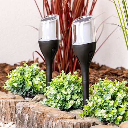 4x LED zahradní svítilna Solární tyč 60 cm Plamen Soumrakový senzor