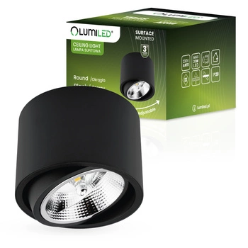 Povrchové Halogenové svítidlo GU10, AR111 SPOT TUBA 100mm Nastavitelná Kulatá Černá TELES LUMILED